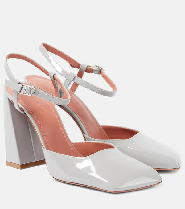 Amina Muaddi Charlotte patent leather slingback pumps | LYBSTORE