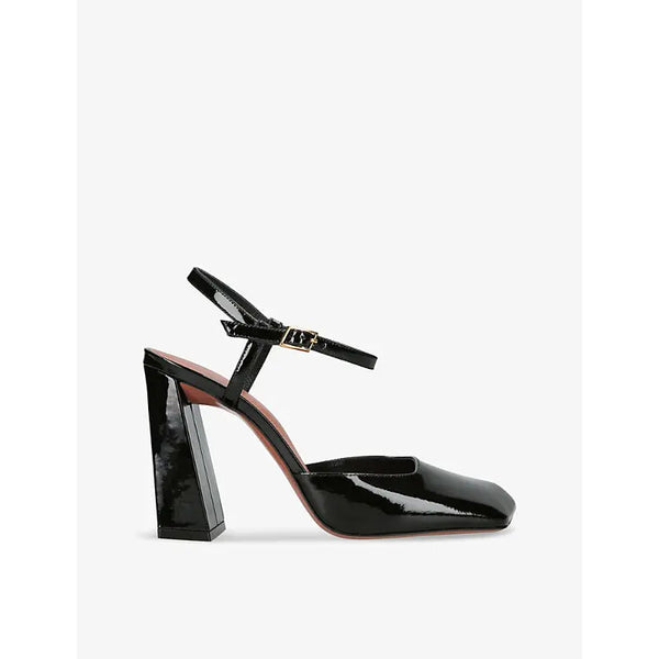 Amina Muaddi Charlotte square-toe patent-leather heeled pumps