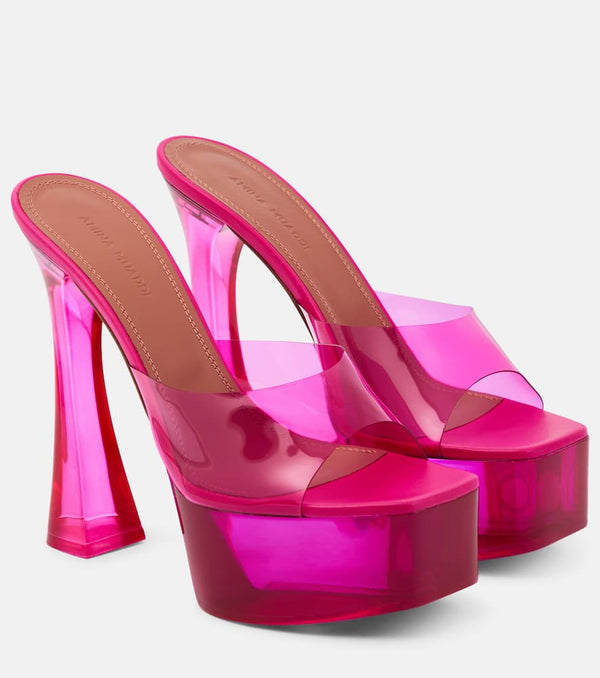 Amina Muaddi Dalida Glass PVC platform mules