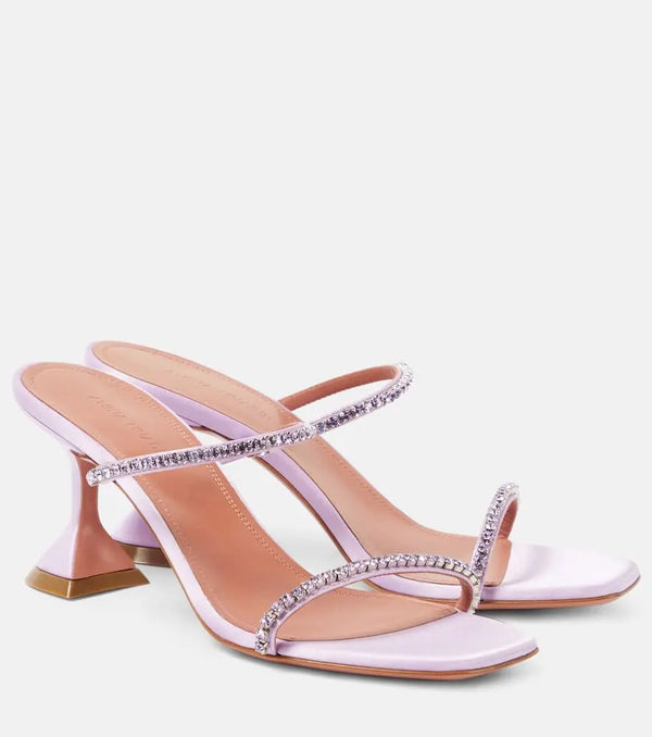 Amina Muaddi Gilda 70 embellished satin sandals