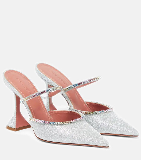 Amina Muaddi Gilda embellished mules | LYBSTORE