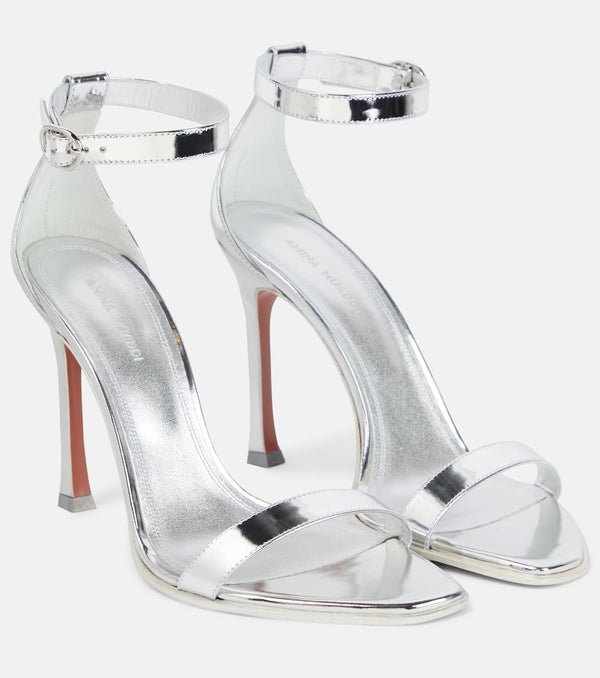 Amina Muaddi Kim metallic leather sandals