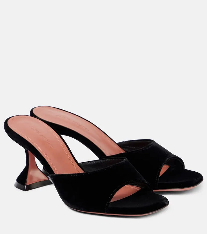 Amina Muaddi Lupita 70 velvet mules | LYBSTORE