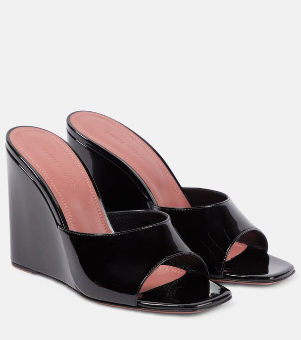 Amina Muaddi Lupita patent leather wedge mules