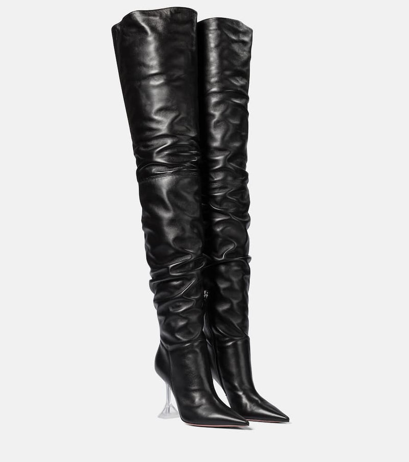 Amina Muaddi Olivia leather over-the-knee boots