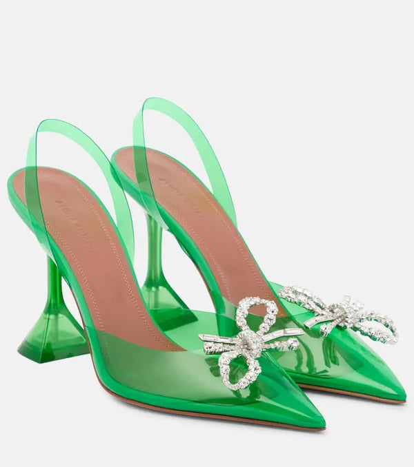 Amina Muaddi Rosie embellished PVC slingback pumps | LYBSTORE