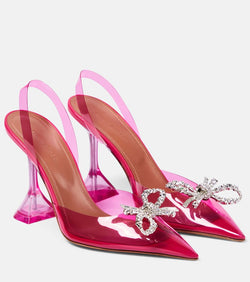 Amina Muaddi Rosie embellished PVC slingback pumps