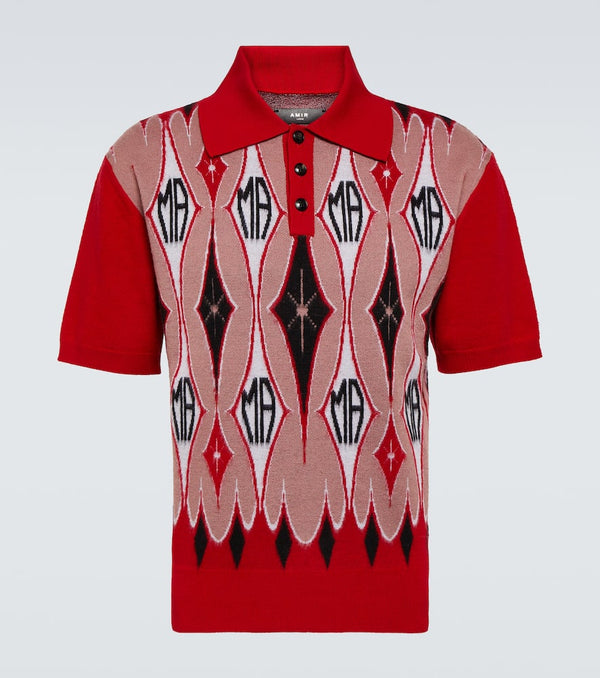 Amiri Argyle wool jacquard polo sweater