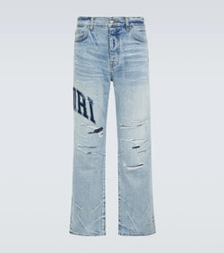 Amiri Logo distressed straight jeans | LYBSTORE