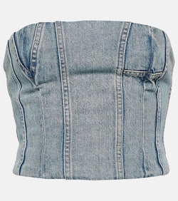 Amiri Ma paneled denim bustier top | LYBSTORE