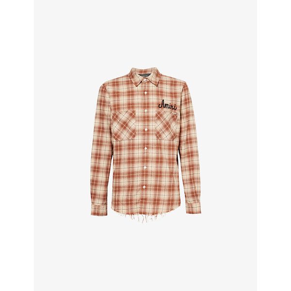 Amiri Shotgun logo-embroidered cotton-flannel shirt