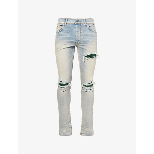 Amiri Suede Mx1 ribbed-panel slim-leg denim jeans