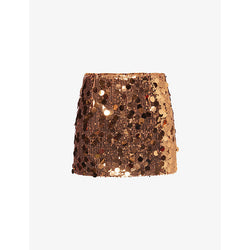 Womens Amy Lynn Sequin-embellished micro mini woven skirt