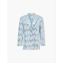 Womens Amy Lynn Sequin-embellished single-breasted denim blazer