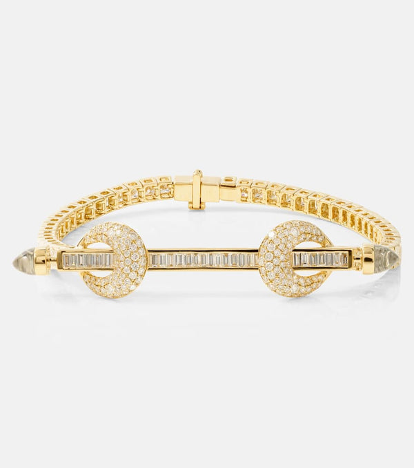 Ananya Chakra 18kt gold bracelet with diamonds and quartz