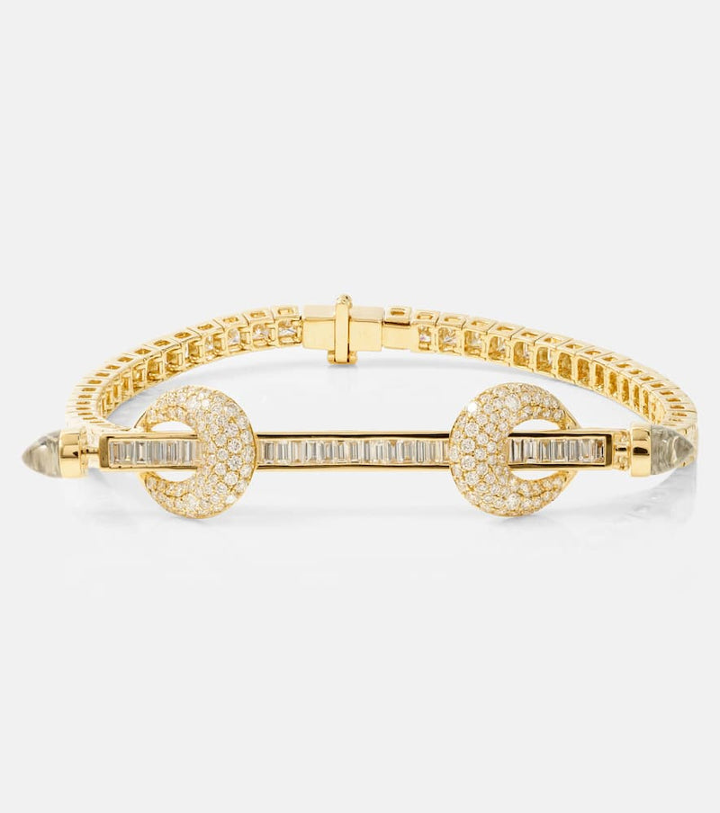 Ananya Chakra 18kt gold bracelet with diamonds and quartz