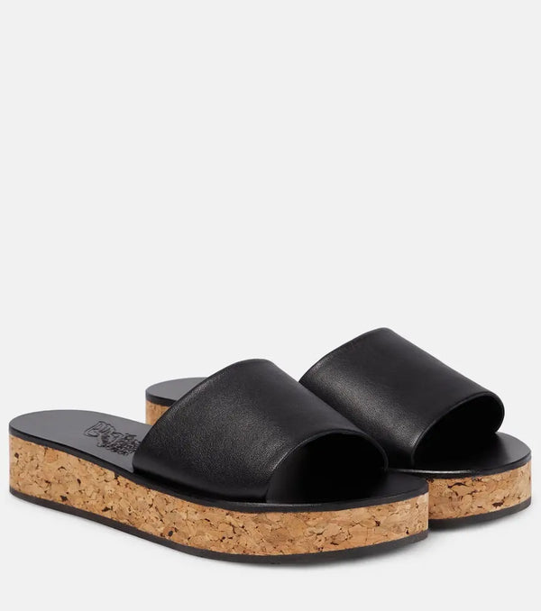 Ancient Greek Sandals Taygete cork and leather platform slides | LYBSTORE