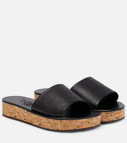 Ancient Greek Sandals Taygete cork and leather platform slides