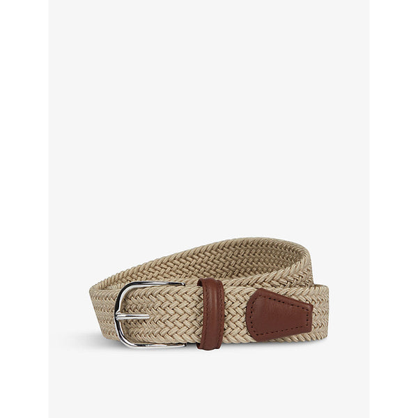 Andersons Woven stretch-elastic and leather belt