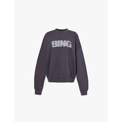  Anine Bing Miles brand-print cotton-jersey sweatshirt