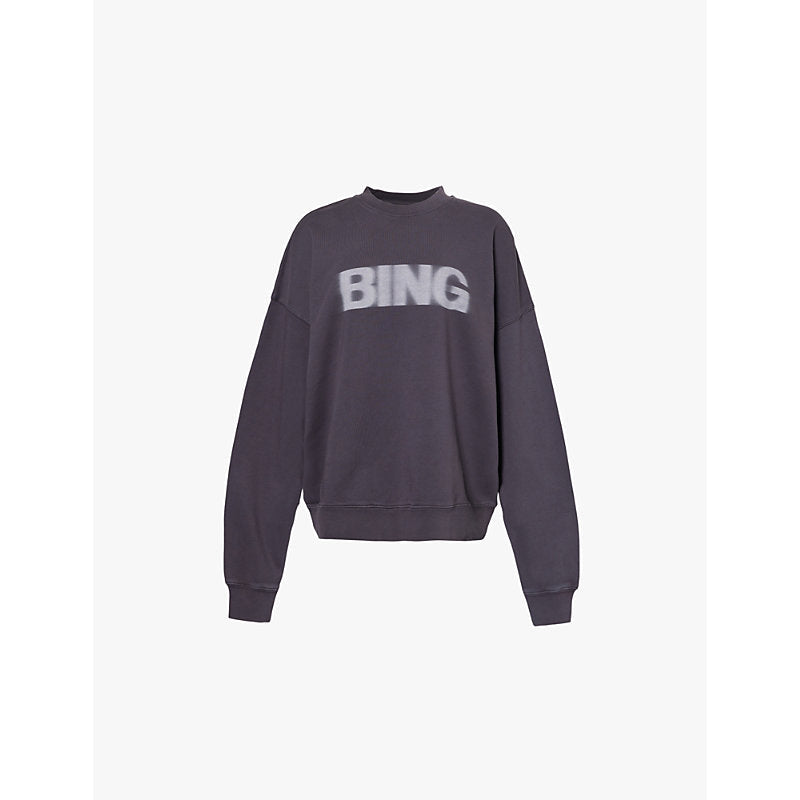  Anine Bing Miles brand-print cotton-jersey sweatshirt