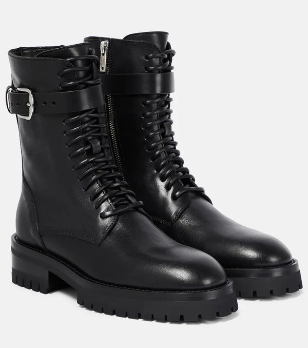 Ann Demeulemeester Cisse leather combat boots | LYBSTORE