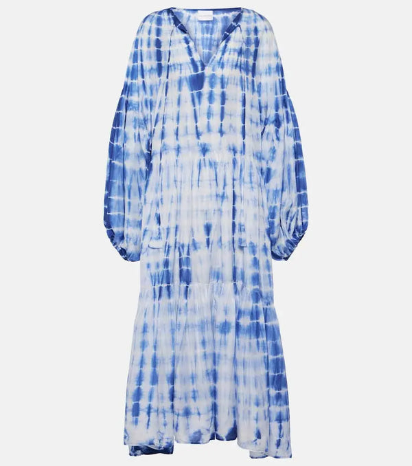 Anna Kosturova Amelia tie-dye tiered silk midi dress | LYBSTORE