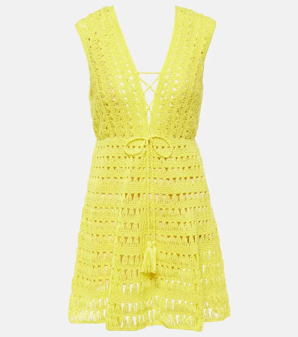 Anna Kosturova Bianca cotton crochet minidress | LYBSTORE