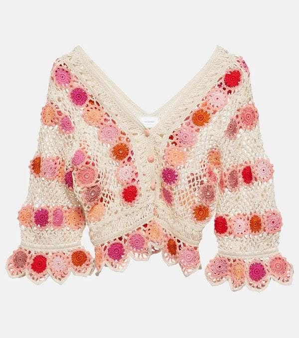 Anna Kosturova Bouquet floral cotton crochet top