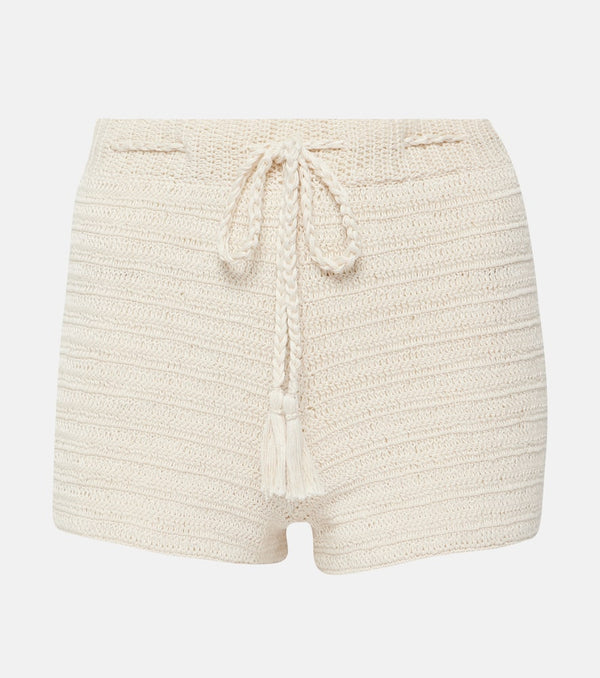 Anna Kosturova Striped crochet cotton shorts