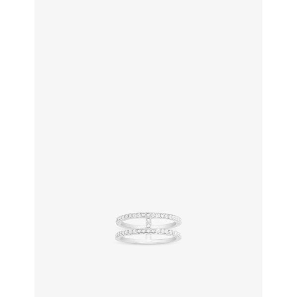 Womens Apm Monaco Croisette double-band sterling-silver and zirconia ring