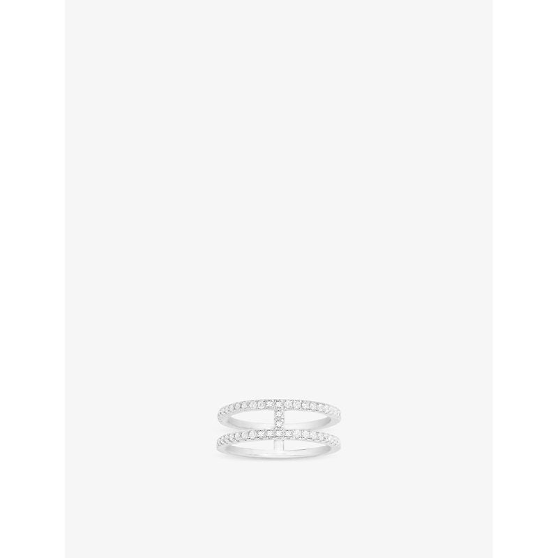 Apm Monaco Croisette double-band sterling-silver and zirconia ring