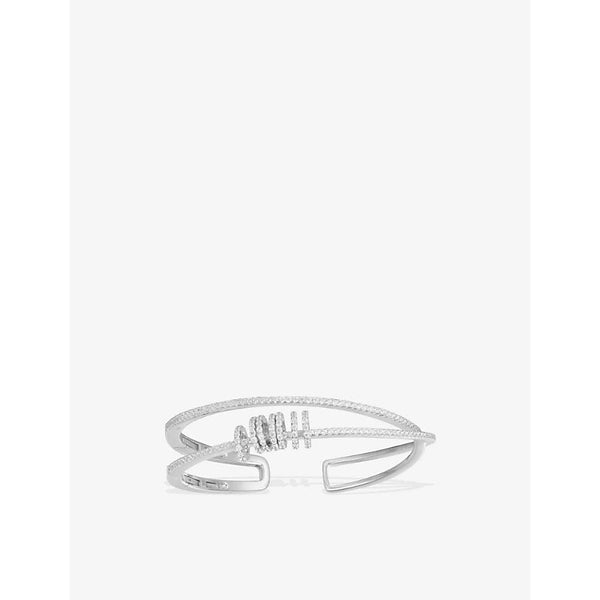 Womens Apm Monaco Double-band sliding rings sterling-silver and zirconia bracelet