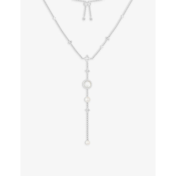 Womens Apm Monaco Eternelle sterling-silver, zirconia, pearl and white nacre pendant necklace