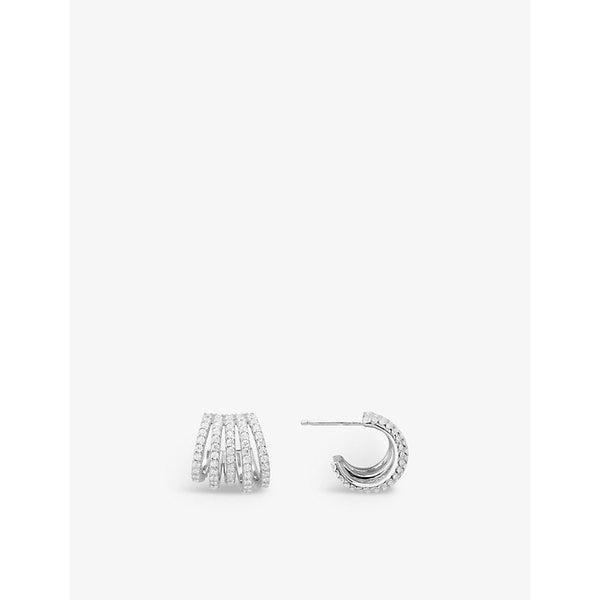 Womens Apm Monaco Five-hoop sterling-silver and zirconia earrings