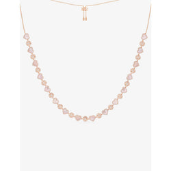 Apm Monaco Heart rose alloy, cubic zirconia and pink nacre pendant necklace