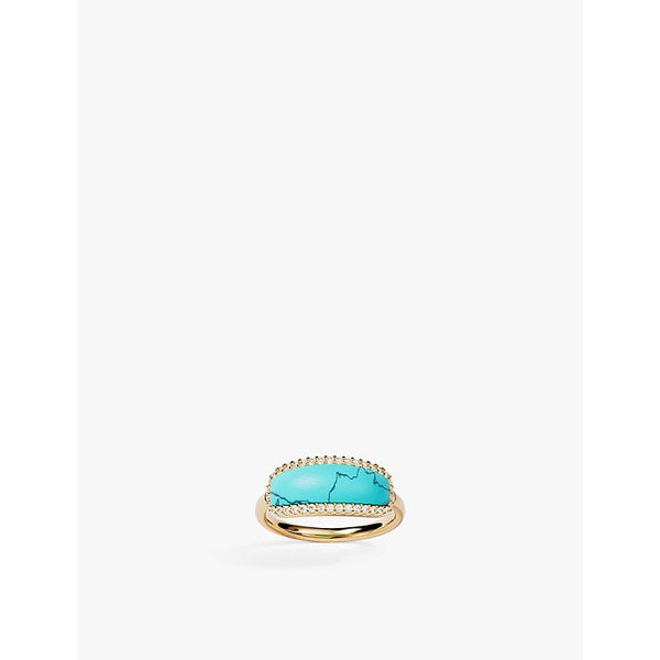 Womens Apm Monaco Lagoon 18ct yellow gold-plated metal alloy, cubic zirconia and turquoise ring