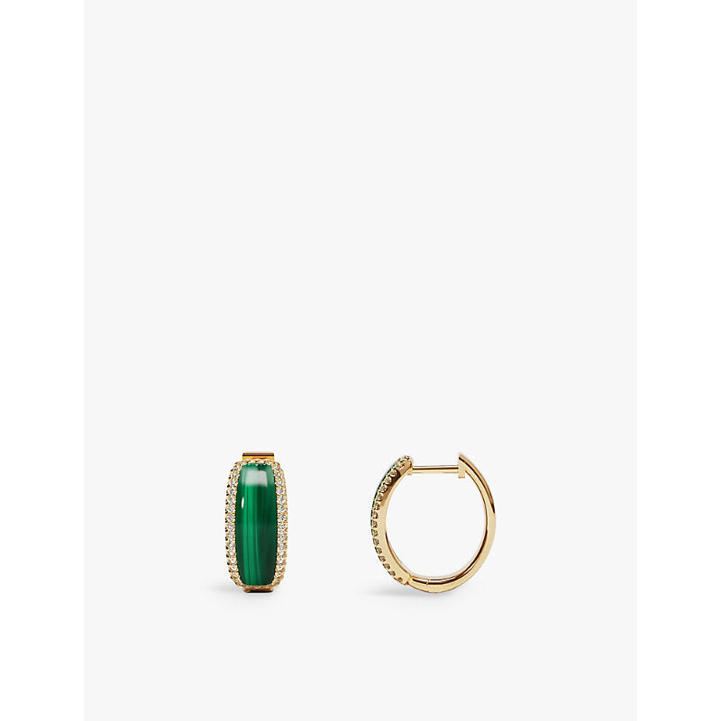 Apm Monaco Lagoon Hoop 18ct yellow gold-plated metal alloy, cubic zirconia and malachite earrings