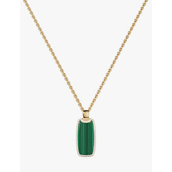 Apm Monaco Lagoon Medal 18ct yellow gold-plated metal alloy, cubic zirconia and malachite pendant necklace