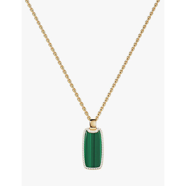 Apm Monaco Lagoon Medal 18ct yellow gold-plated metal alloy, cubic zirconia and malachite pendant necklace | LYBSTORE