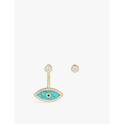 Womens Apm Monaco Lucky Eye 18ct yellow gold-plated metal alloy, cubic zirconia and turquoise stud and jacket earrings