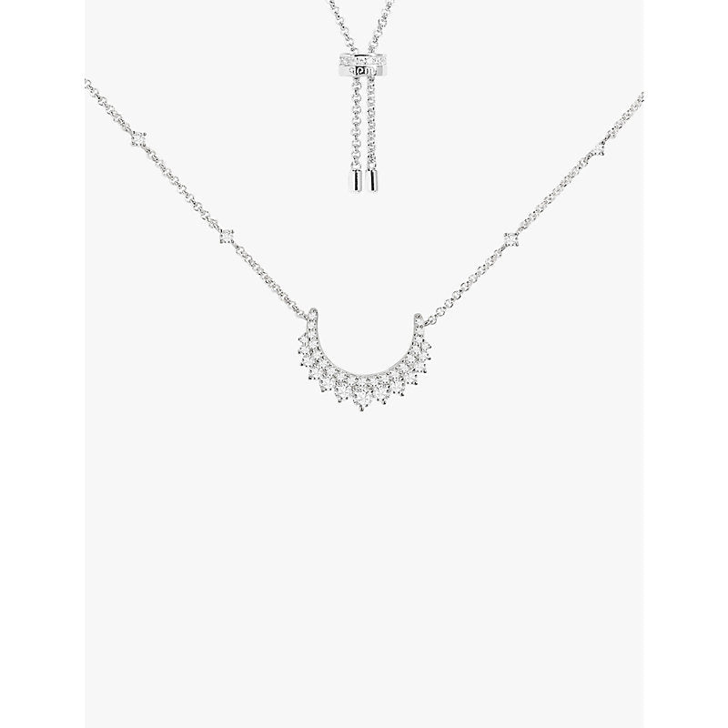 Apm Monaco Lune sterling-silver and cubic zirconia pendant necklace