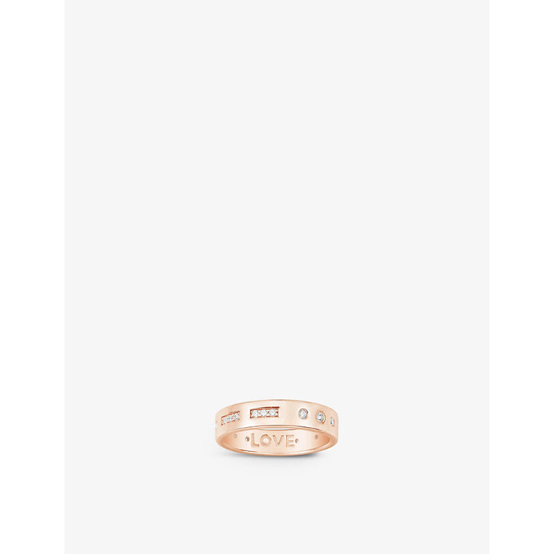 Apm Monaco Morse Code Love 18ct rose gold-plated brass and zirconia ring