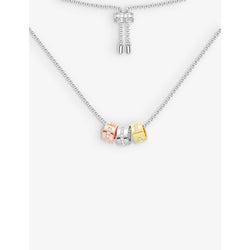 Womens Apm Monaco Morse Code sterling-silver, 18ct rose gold-plated brass and zirconia necklace