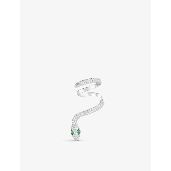 Womens Apm Monaco Serpent sliding sterling-silver, zirconia and nano cuff earring