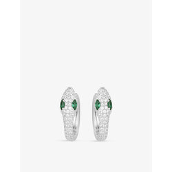 Womens Apm Monaco Serpent white and green nano-encrusted zirconia 925 sterling silver hoop earrings