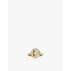 Apm Monaco Soleil pavé 18ct yellow gold-plated metal alloy and cubic zirconia ring