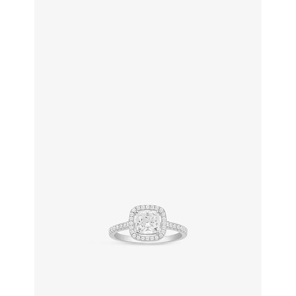 Womens Apm Monaco Square sterling-silver and pavé cubic-zirconia ring