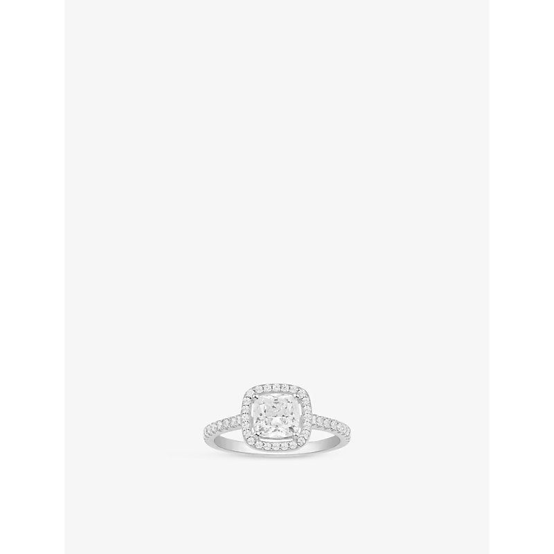 Apm Monaco Square sterling-silver and pavé cubic-zirconia ring