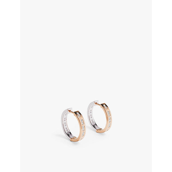 Womens Apm Monaco TOI MOI Morse Code 18ct rose gold-plated metal alloy and cubic zirconia hoop earrings